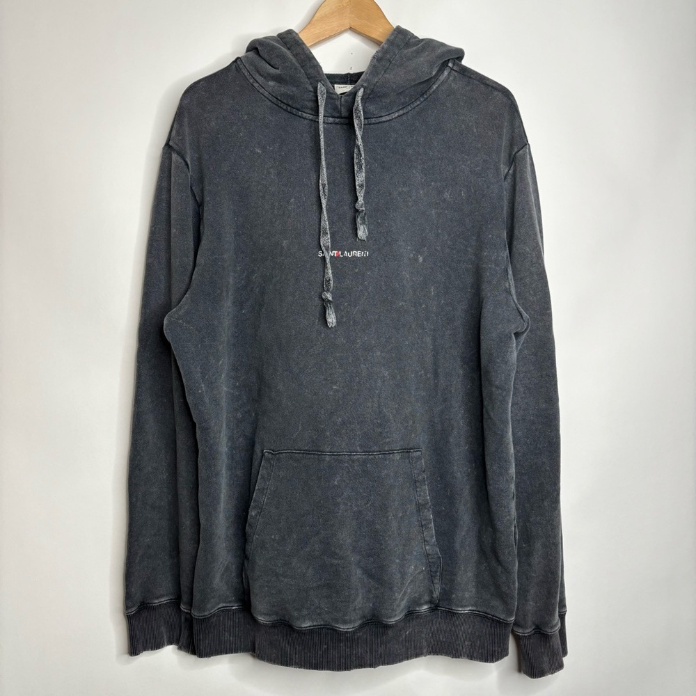 Saint Laurent YSL Distressed Logo Hoodie size Large